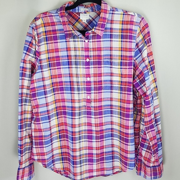 J. Crew Tops - J. CREW Boyfit Plaid light cotton shirt spring